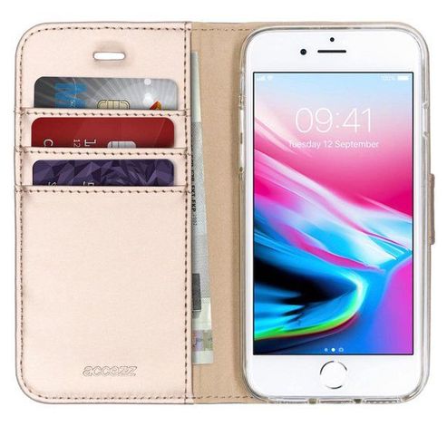 Wallet softcase booktype iPhone 7/8 gold  Accezz