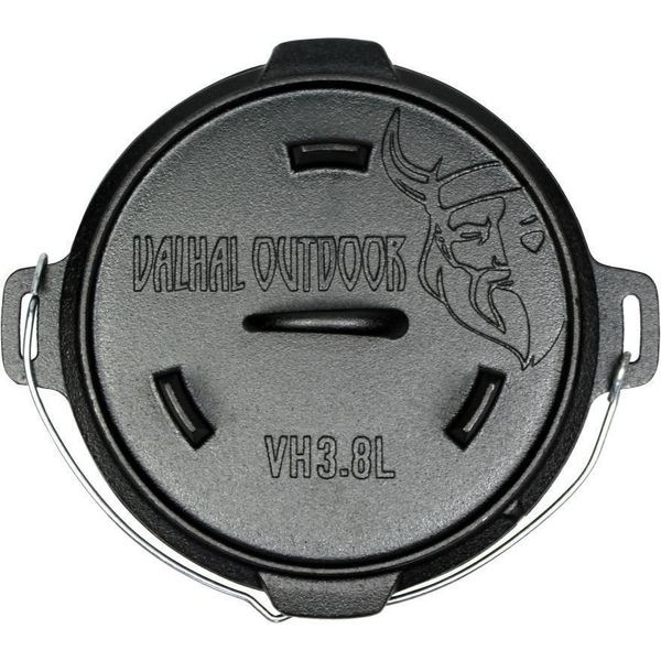 Valhal Outdoor Dutch oven braadpan gietijzer 3,8 liter