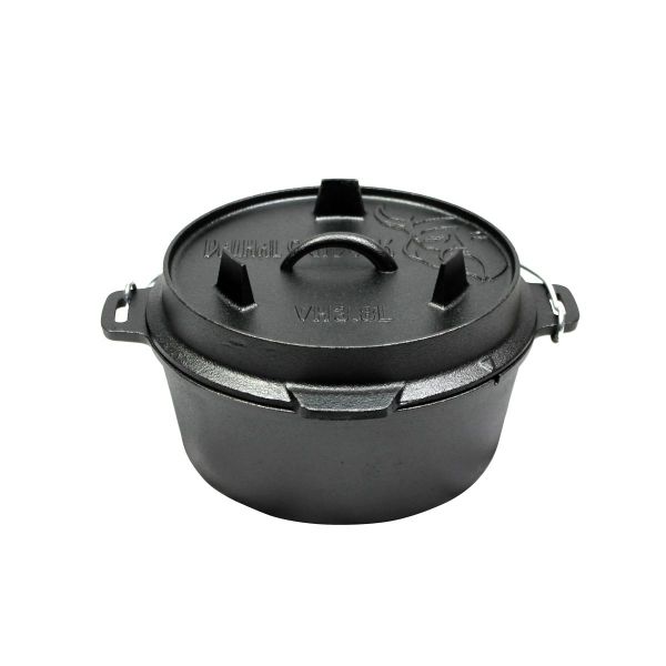 Valhal Outdoor Dutch oven braadpan gietijzer 3,8 liter