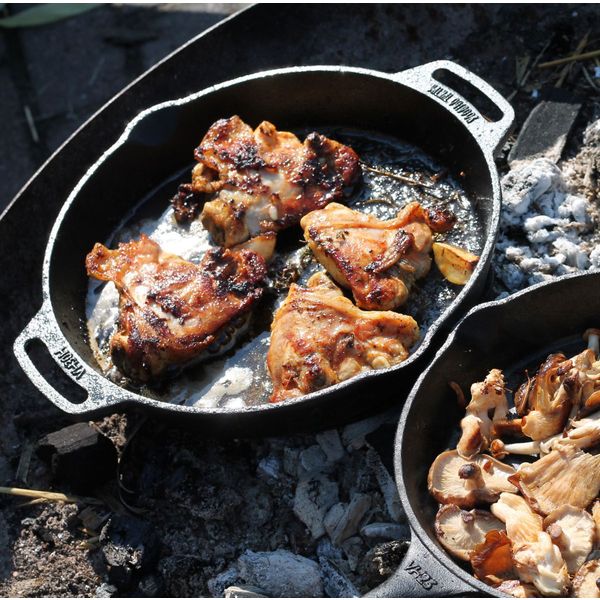 Valhal Outdoor Skillet gietijzer met handgrepen 30 cm