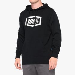 100% ESSENTIAL Hooded Pullover  Black Size: MD 