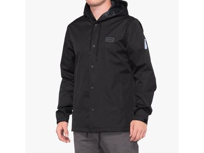 APACHE Hooded Snap Jacket Black Size: SM