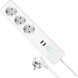 Qnect Wi-Fi Slimme stekkerdoos | 3x Schuko Type F | 2x USB | 16A of 4000W