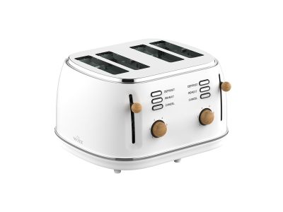 Premium 4-slice broodrooster hout wit