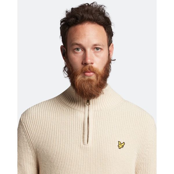 Lyle&Scott Geribbelde trui met rits Taupe S