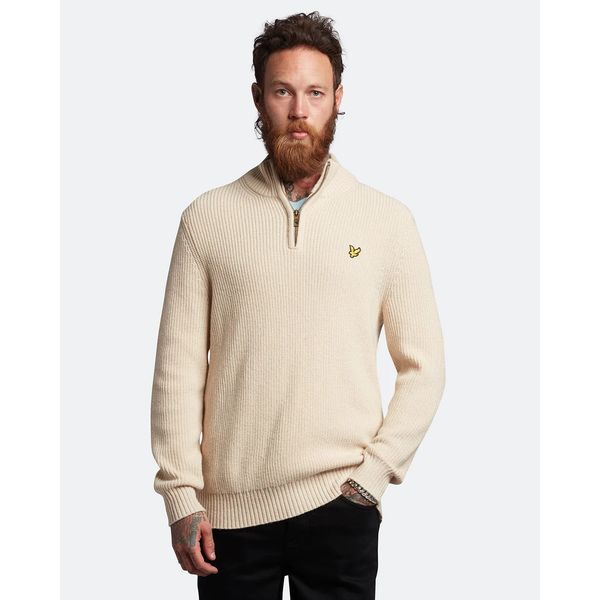 Lyle&Scott Geribbelde trui met rits Taupe S