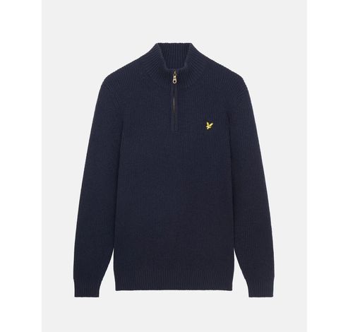 Geribbelde trui met rits Dark Navy S  Lyle&Scott