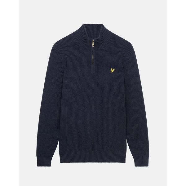 Lyle&Scott Geribbelde trui met rits Dark Navy S