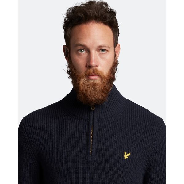 Lyle&Scott Geribbelde trui met rits Dark Navy S