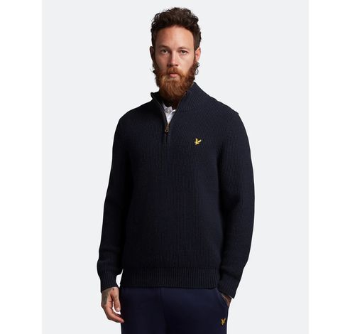 Geribbelde trui met rits Dark Navy S  Lyle&Scott