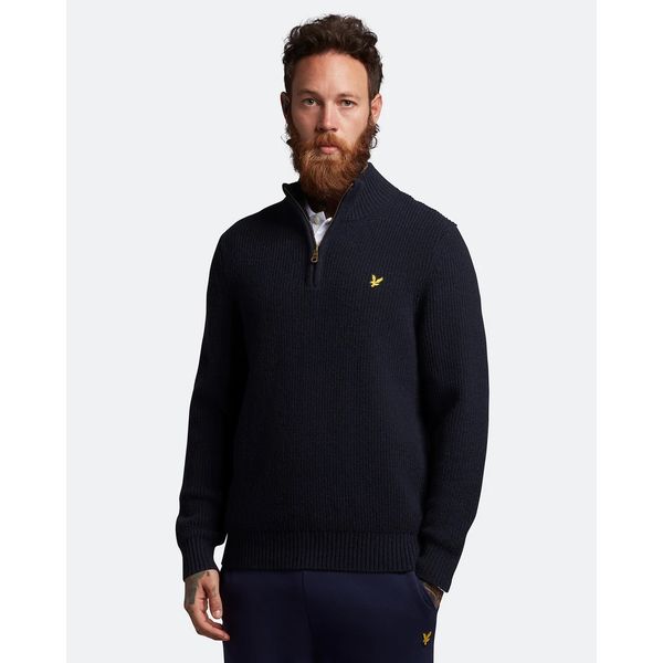 Lyle&Scott Geribbelde trui met rits Dark Navy S