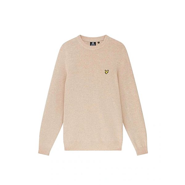 Lyle&Scott Lamswollen trui met ronde hals Taupe Marl S