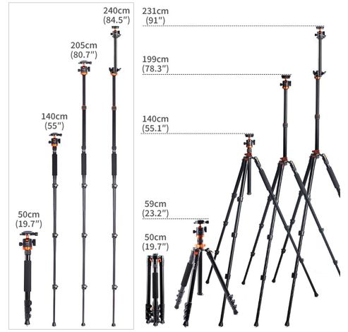 Tripod K234A6 231cm Monopod And Horizontal Arm  K&F Concept