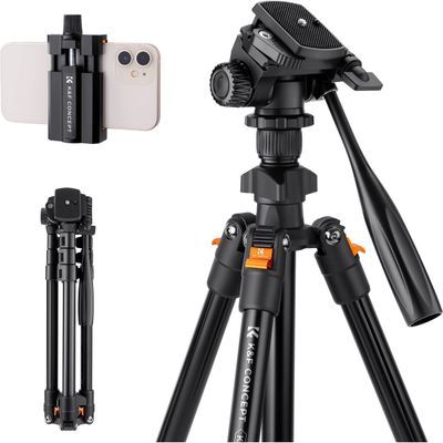 Tripod 162cm w/ Videohead And Phone Holder 