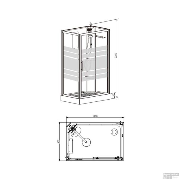 Xellanz 10178 THERMO LINKS COMPLETE DOUCHECABINE 120X90X218 ALU 5MM GLAS