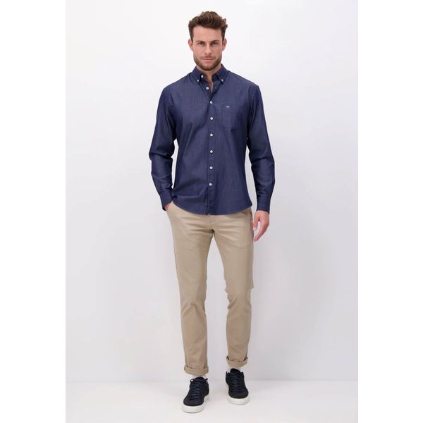 Fynch-Hatton Overhemd van superzacht katoen met button-down kraag Dark Navy L