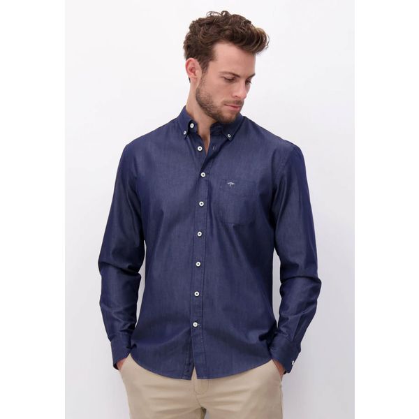 Fynch-Hatton Overhemd van superzacht katoen met button-down kraag Dark Navy M