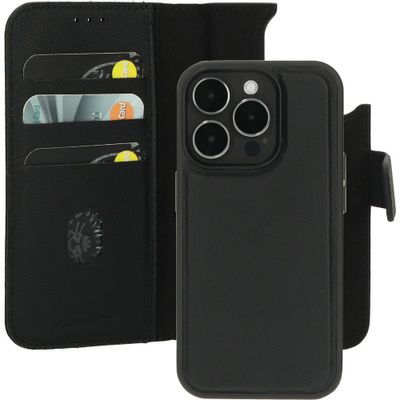 Leather 2 in1 Wallet Case iPhone 15 Pro Black  Mobiparts