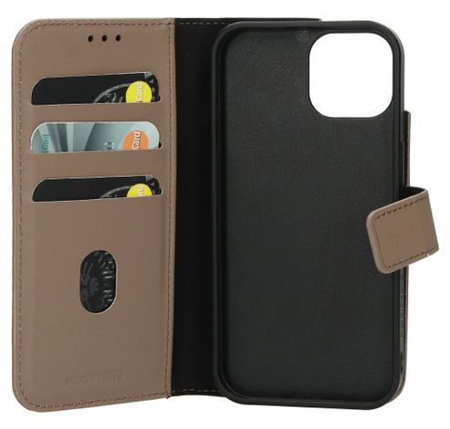 Leather 2 in1 Wallet Case iPhone 15 Taupe     Mobiparts