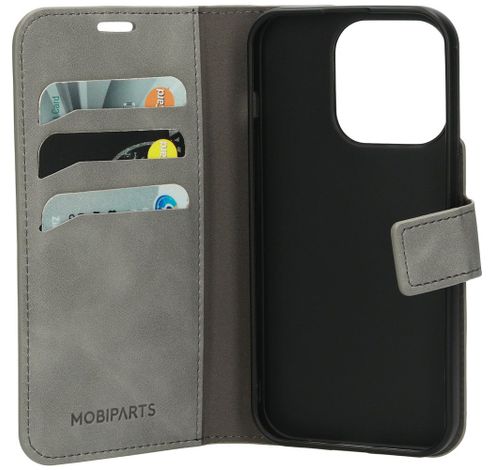 Classic Wallet Case Apple iPhone 15 Pro Grey   Mobiparts