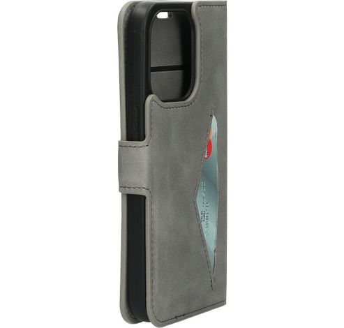 Classic Wallet Case Apple iPhone 15 Pro Grey   Mobiparts