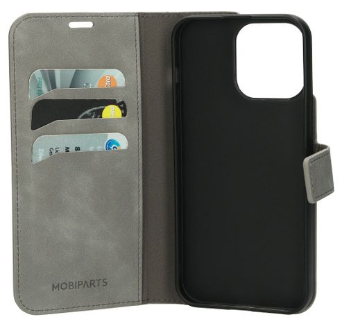 Classic Wallet Case Apple iPhone 15 Pro Max Grey   Mobiparts