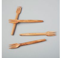 Aperitiefvork olive wood forks - 4 stuks 