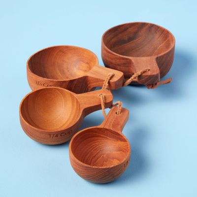 Maatlepels teak measuring cups with handle  Be Home