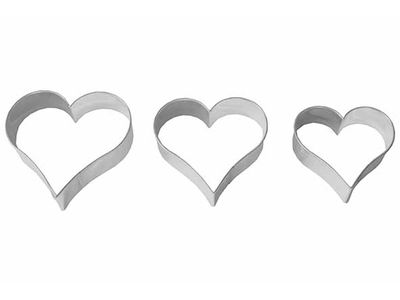 Koekjesvorm Hart 3 Afmetingen 4,5-5,5-6,5cm