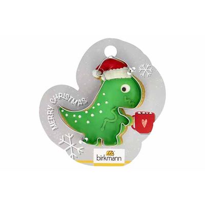 Koekjesvorm Kerst-dino 7,5cm Hangkaart  Birkmann