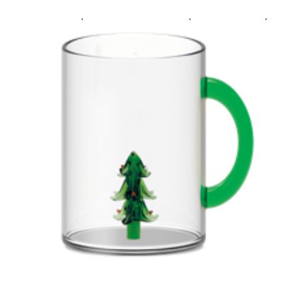 Mug en verre borosilicate en boite cadeau. Cont.:420 ml. Sujet : Sapin  WD Lifestyle