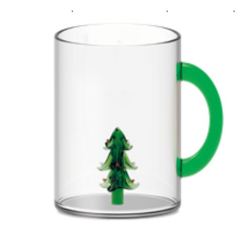 Mug en verre borosilicate en boite cadeau. Cont.:420 ml. Sujet : Sapin  WD Lifestyle