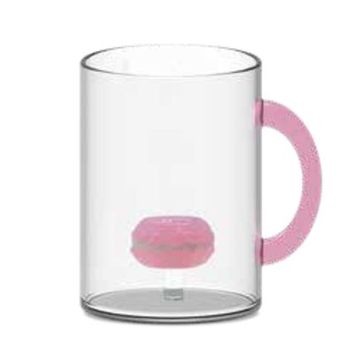 Mug en verre borosilicate en boite cadeau. Cont.:420 ml. Sujet : Macaron  WD Lifestyle