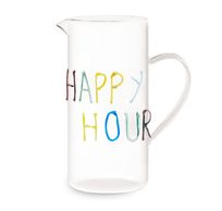 Pichet en verre borosilicaté avec lettrage en verre coloré fait à la main. HAPPY HOUR Contenance 1,2L 