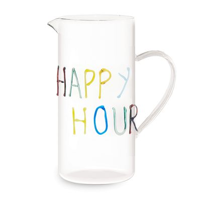 Pichet en verre borosilicaté avec lettrage en verre coloré fait à la main. HAPPY HOUR Contenance 1,2L  WD Lifestyle