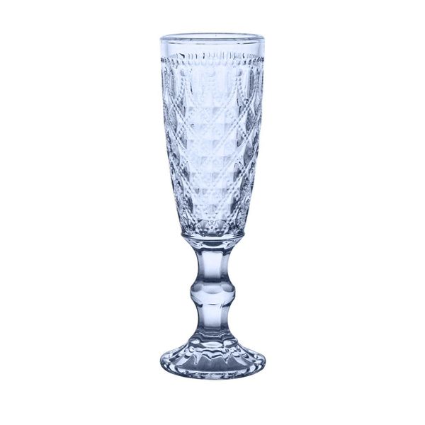 Set van 4 glazen fluiten met reliëfdecoratie Blauw 