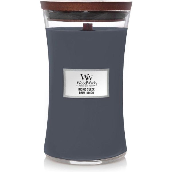 Woodwick Geurkaars Large Indigo Suede