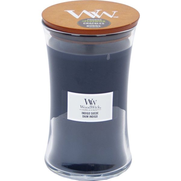 Woodwick Geurkaars Large Indigo Suede