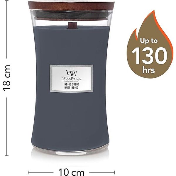 Woodwick Geurkaars Large Indigo Suede