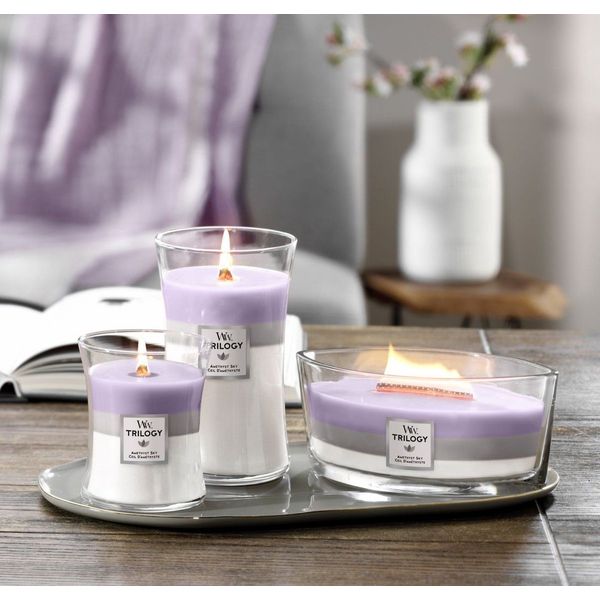 Woodwick Trilogy Geurkaars Ellipse Amethyst Sky