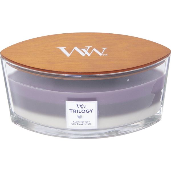 Woodwick Trilogy Geurkaars Ellipse Amethyst Sky