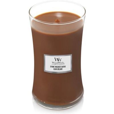 Geurkaars Large Stone Washed Suede  Woodwick