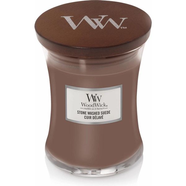 Woodwick Geurkaars Medium Stone Washed Suede