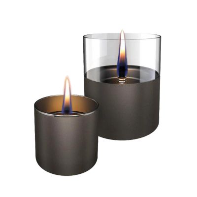 set de 2 bougies Lilly 8 et 10 de verre marron chocolat  Tenderflame