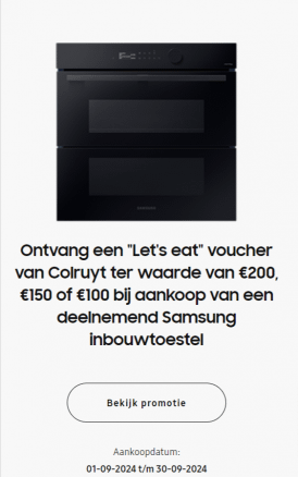 Samsung inbouw: 'Let's Eat' voucher Colruyt tot €200