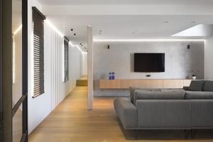 Geïntegreerde audiovisuele installatie in loft