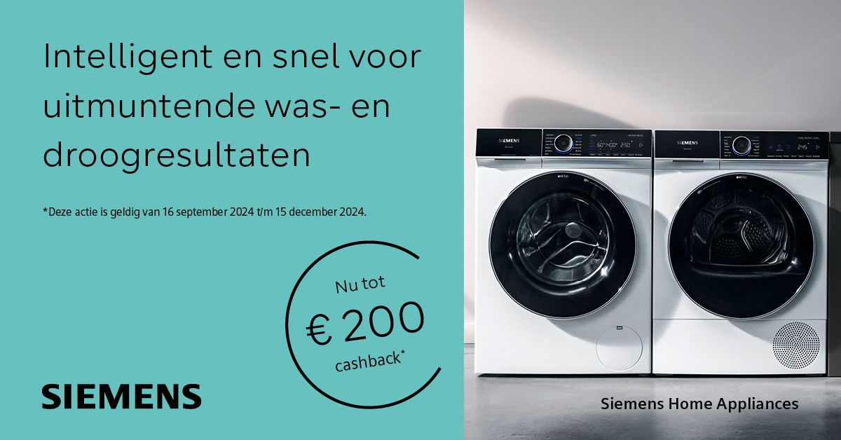 cashback siemens wassen en drogen, tot 15/12